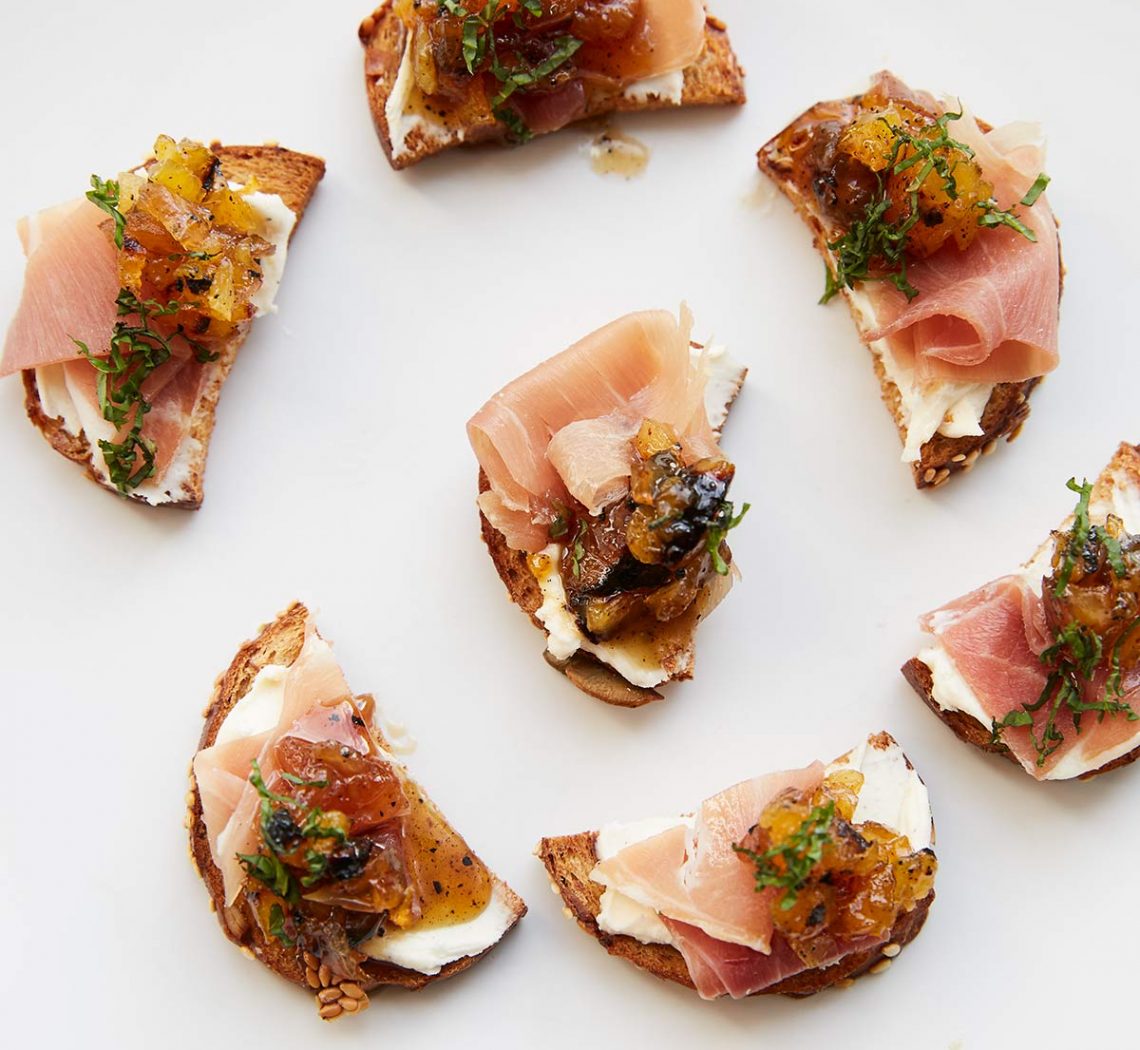 Apricot & Prosciutto Canape for catering