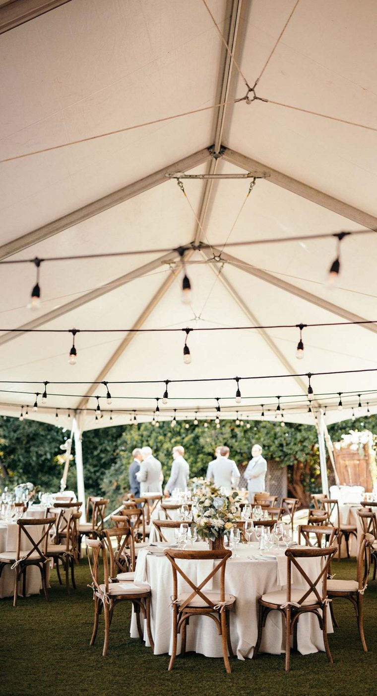 Outdoor wedding tent set-up in Seattle, WA
