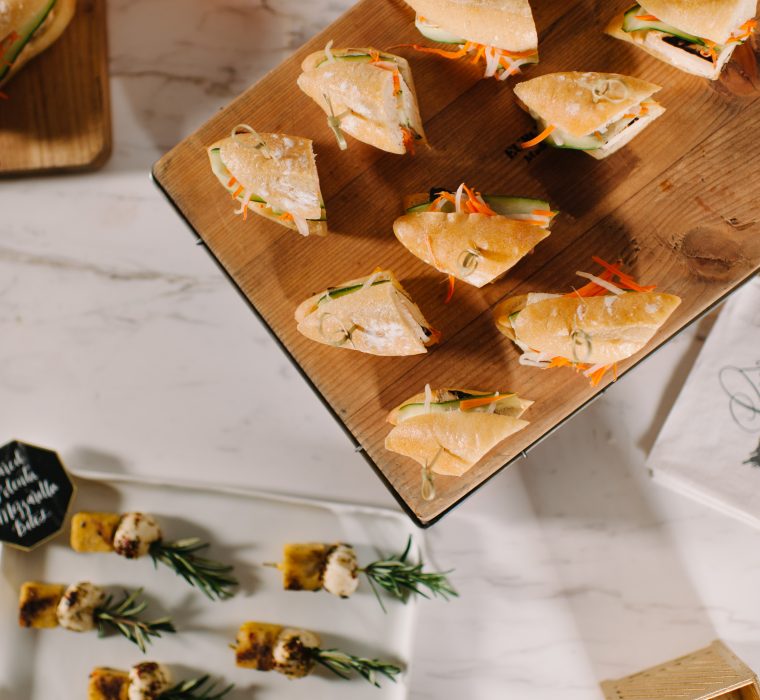 Bahn Mi Sliders & Seared Polenta Mozzarella Skewers | Blue Rose Photography